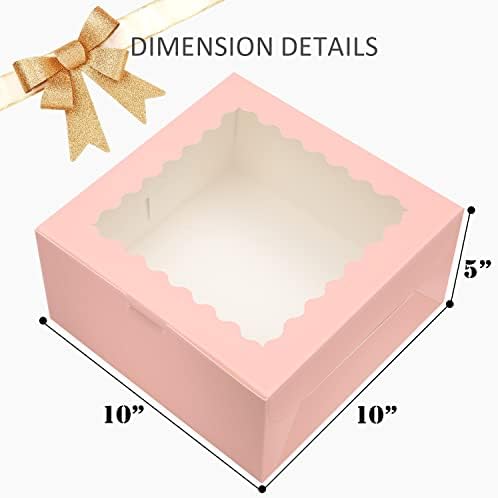 10x10x5 кутии за торта со прозорец 18-пакети розови кутии за торта 10 инчи кутии за пекари