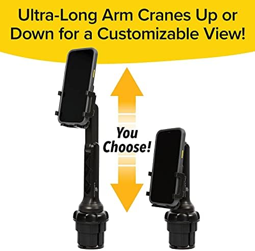 Bulbhead Phone Crane Mount for Car, како што се гледа на ТВ, ултра-долгата рака се крева над стапалото повисоко, погон побезбеден,