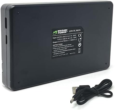 Wasabi Power Dual USB полнач за батерии за Olympus BLX-1 и Olympus OM систем OM-1