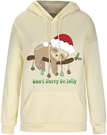 Божиќни дуксери, женски долги ракави, маички за џемпери на врвови дами Божиќ, печатење капаче од јака аспиратор маица џемпер пуловер