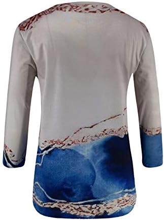 Графички маички за женски врвови Обични 3/4 ракав блуза Преголема маици мода Излегувајќи врвови гроздобер екипаж облеки за одмор