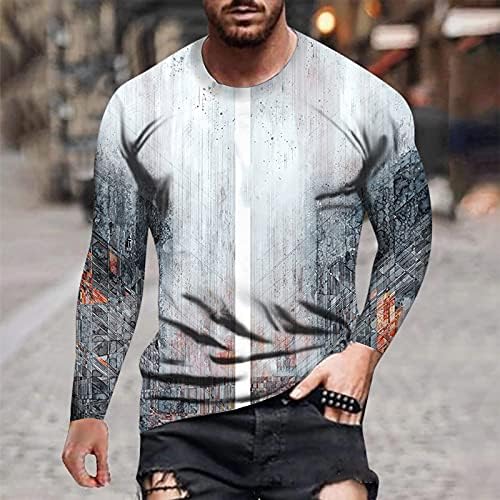 XXBR есенски маж војник со долги ракави маички, улична смешна графичка печатење гроздобер мета врвови обични атлетски мускулни маици