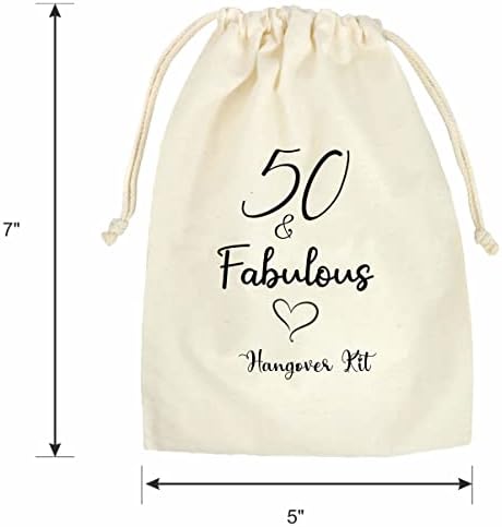 Weefair 50 и прекрасен комплет за мамурлак | Поволни торби | Комплет за обновување | Памучни вреќи за влечење | 50 -та роденденска