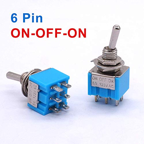 ONECM 10PCS MINI MTS-203 6-PIN ON/OFF/ON 6A 125V 3 SOSTION SWITCH