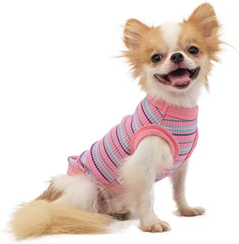Лопипчиња памучна ребра кошула за кучиња за кучиња за мали кучиња teapup chihuahua јорки кученца облека резервоарот за пилешко
