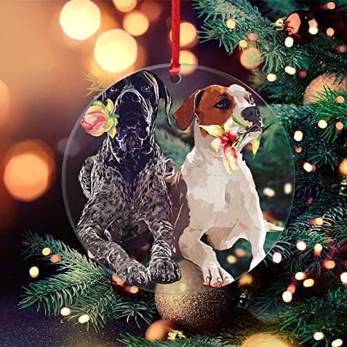 Убаво кучиња со акварел со цветни јасни украси подароци за кучиња миленичиња orубовници украси Божиќни присутни персонализирани