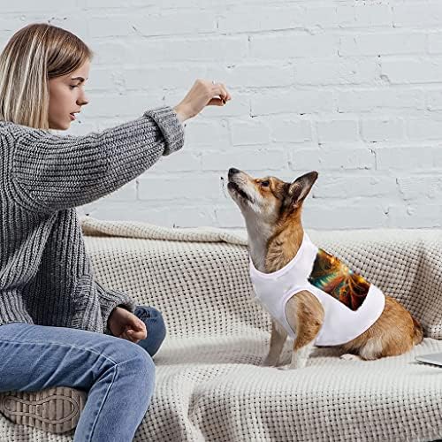 Геометриска уметност резервоар за кучиња - маица за кучиња Калеидоскоп - Апстрактна облека за кучиња - Бела, С