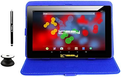Linsay 10.1 1280x800 IPS 2 GB RAM 32 GB Android 11 таблета со сина кожа кутија, држач за поп и стилус