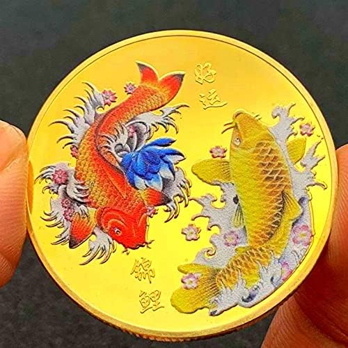 Кина кои риба боја добра среќа омилена монета комеморативна монета злато-позлатена биткоин аита монета среќа со монети со среќа монета