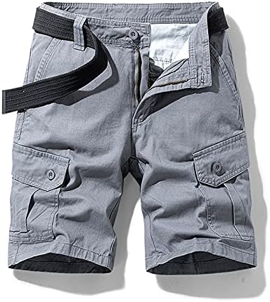 Овермална машка мода чиста боја со повеќе џебни панталони памучни шорцеви