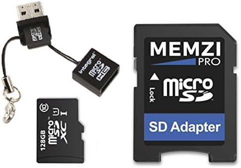 MEMZI PRO 128gb Класа 10 80MB/s Микро SDXC Мемориска Картичка Со Sd Адаптер и Микро USB Читач За Motorola Moto M, Z2 Play, E4 Plus, E4 Мобилни