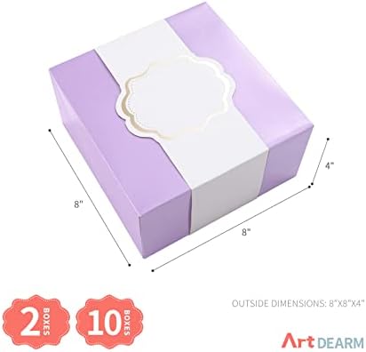 Кутии за подароци ArtDearm 2 со ленти за завиткување 8x8x4 инчи, кутии за подароци со капаци, кутии за предлози за младоженци, кутии