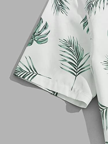 Фиокса облека со две парчиња за мажи мажи тропски кошула за печатење и шорцеви за половината за влечење