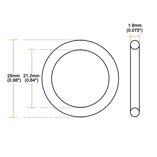 Uxcell Silicone O-Ring, 25 mm надворешен дијаметар, 21,2 mm внатрешен дијаметар, ширина од 1,9 mm, прстени за запечатување на запечатување