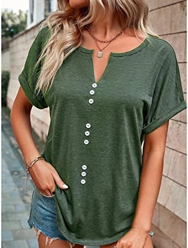 Блуза тинејџерки лето есен 2023 година кратки ракави со памук со памук надолу до основна блуза за жени реклами