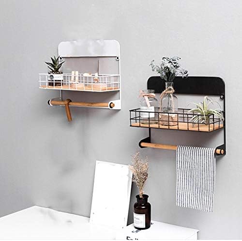 Стилски полица за едноставност, монтиран лебдечки решетки за решетки, дрвена куќа за складирање на железо, 2 бои, пиБМ, бела, 34x13x28cm