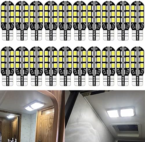 Unxmrff 921 922 912 LED светилки бели супер светли 24-SMD кампер-светилки T10 168 194 LED сијалица за 12V RV сијалици, патнички приколка