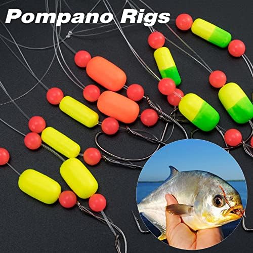 Dr.fish 5 Pack Pompano Rigs Surf Rhobal Rigs Snell Floats Robary Beads Circle Circle Circks солена вода риболов вртења Дуо