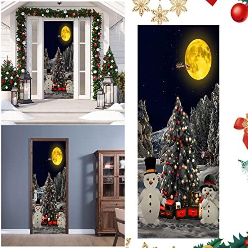 Налепници за в Valentубените налепници 3Д Божиќни врата ги опфаќа Божиќните забави Декорации налепници на вратите 31 x 78 инчи