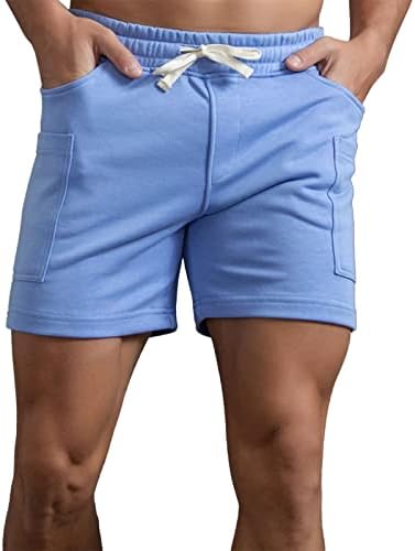 Шорцеви мажи мажи лето цврста боја големи џебови панталони џеб влечење лабава случајна спортска работа со дијаманти