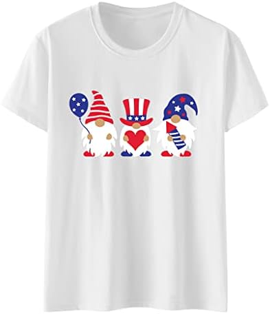 4-ти јули кошули жени Американски знаме лето кратки ракави со маички со врат од вратоврски од вратоврски од вратот