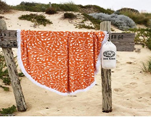Проектот за плима и осека на плажа на плажа ~ teal paisleytextile тркалезна крпа на плажа со памук, бохо, дизајн на скитници,