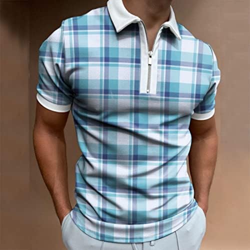 Вокачи кратки ракави Поло кошули за мажи модна лапска кошула Проверена обична класична маичка карирана деловна работа врвови