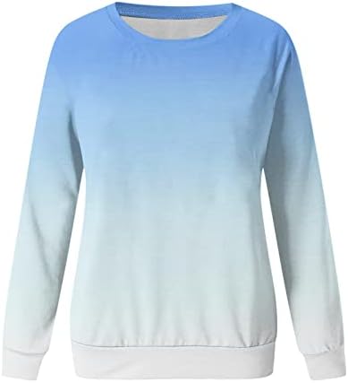 2023 Модна градиентска кошула за жени испуштаат рамо пуловер омбре печати долг ракав Раглан врвови на екипаж џемпери