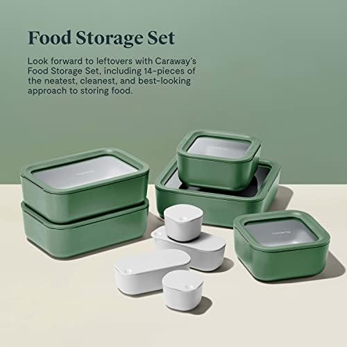 Сет За Складирање Храна од Ким Стакло, 14 Парчиња-Контејнери За Храна Обложени Со Керамика-Лесни За Чување, Нетоксични Контејнери За Кутии