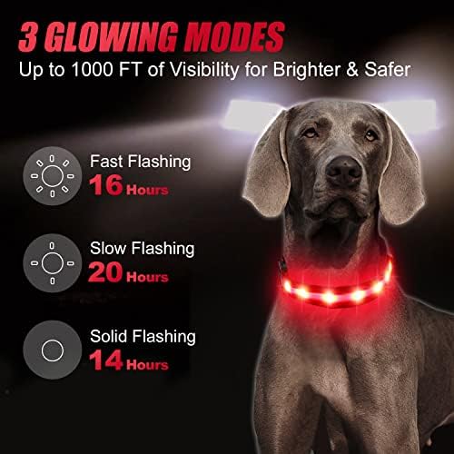 Јака за кучиња во LED goytale LED Airtag [ IPX7 водоотпорен], Осветлете ги ноќните безбедносни јаки за миленичиња за воздушна ознака, USB C полнење на осветлена сјај најлон јака со