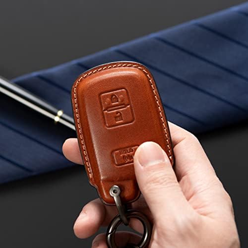 Smyfob за Toyota Key FOB Cover компатибилен со 4Runner Tacoma Sequoia кожа Lanyard Keyard lounder Care Care Key Key Case Case Case