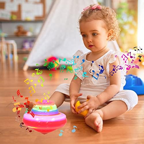 Toyvian Toddler Magnetic Toys 3PCS LED светло светло трепкачки врвови со жироскоп, музички жиро за деца, новини за забави за