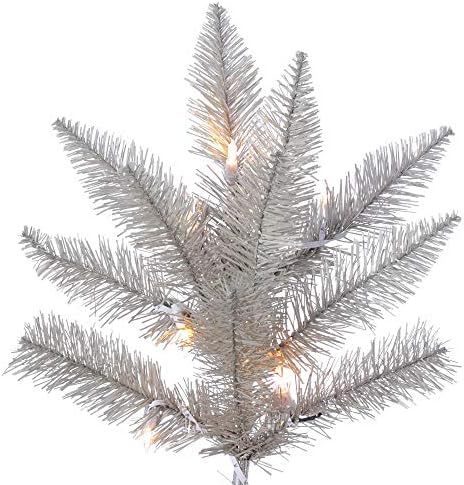 Викерман 3,5 'Платинум ела вештачко божиќно дрво со молив, топло бело Dura -Lit® LED светла - Faux Fir новогодишно дрво - Сезонски
