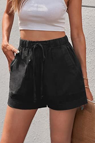 Lopie женски шорцеви случајни летни фустани памук удобно влечење еластична половината џебна дневна панталони