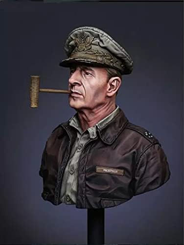 GL-HOME 1/10 смола биста Минијатурен модел на модели на ликови на офицер на американската армија во Втората светска војна Неисправен