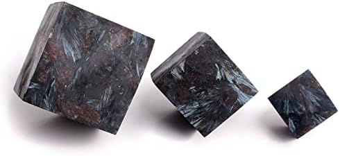 ERTIUJG HUSONG312 1PC природен блиц/оган Астрофилит коцка кристална минерална примерок полиран квадратен лечен камен врежан декор кристал