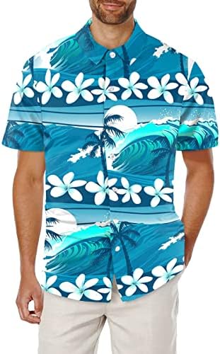 XXBR машки хавајски кошули со кратки ракави со кратки ракави за печатење на тропско дрво надолу за гроздобер врвови лето лабава