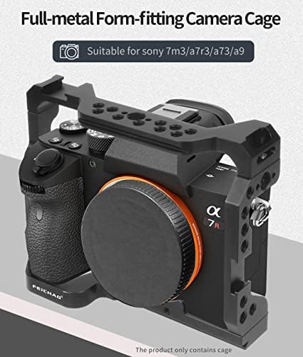 Алуминиум на кафез на фотоапаратот Феичао компатибилен со Sony A7C / A7R3, A7M3, A9 Case Rig DSLR камера