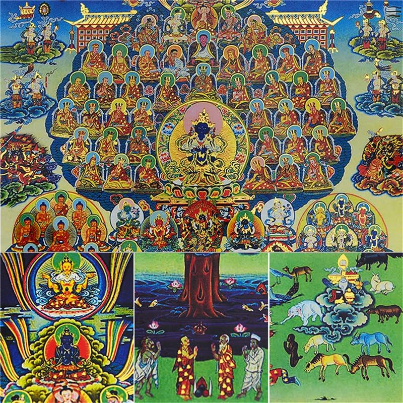 Gandhanra karma kagyu на засолниште дрво, Камсанг Кагиу, alалва Кармапа, сликарска уметност во тибетан Танга, будистичка брокада Танга, таписерија на Буда со свиток