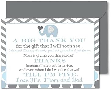 Син Слон Бебе Туш Ви Благодариме Картички Со Пликови Преферирана Порака Од Момче-Индивидуални Белешки Ви Благодариме За Подароци