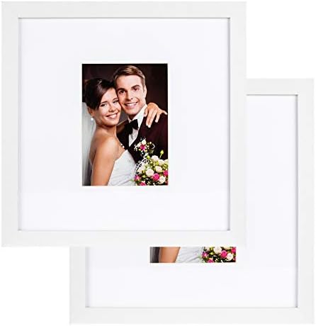 12x12 црно дрво рамка за слика со 5x7 мат - одличен подарок - МАТ за потписи за свадба и прослава за приказ на wallидови или таблети