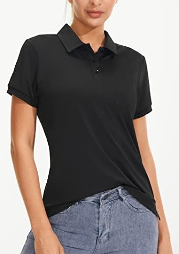 Персит женски голф поло маици UPF 50+ тениски атлетски маици со кои се врзани обични работи за суво вклопување мека кошула за ладење