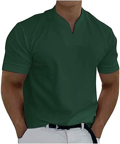 Врво на тренингот за мажи 2023 лето спортови кратки ракави маица обична блуза со врат, плус цврста боја пулвер