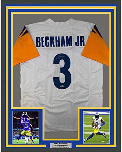 Врамено автограмиран/потпишан Одел Бекам rуниор 33х42 ОБЈ Лос Анџелес Ла Белиот фудбал Jerseyерси Бекет Бас Коа