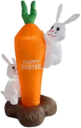 Декорации за забави од 90 -тите години за возрасни Велигденски празник надувување зајак на отворено Декорација Симпатична зајаци и зајаци украсени со моркови имаат