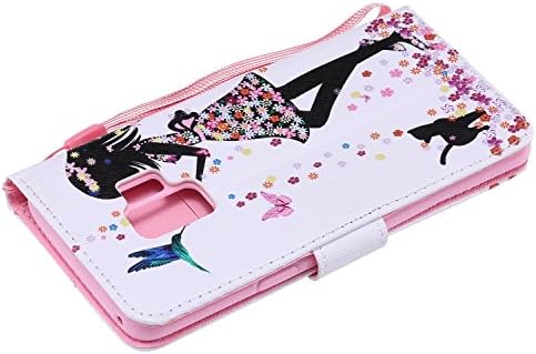 За случајот Samsung Galaxy S9, ougger Girl Styleter Cover Premium PU Flip Flip Case Magnetic Bumper Pauter Holder Stand Silicone Soft TPU школка