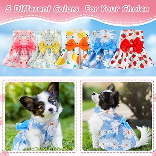 5 парчиња фустани за кучиња за мали кучиња девојки цветни кученца фустани миленичиња куче принцеза куглар фустан симпатична кучиња