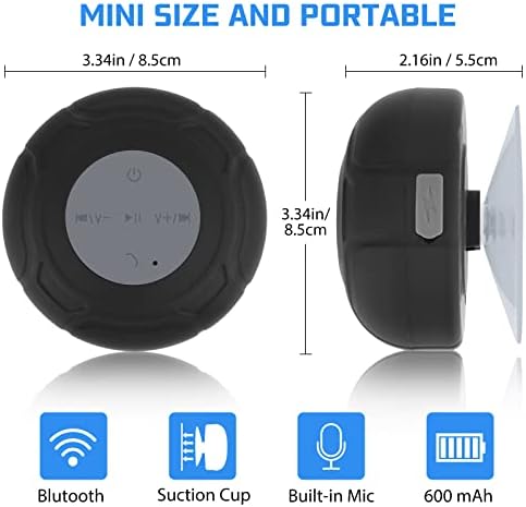 Annlend Водоотпорен Bluetooth Sounder Sounder Portable Wireless Wireless Water отпорен на звучникот за вшмукување, вградени микрофонски подароци