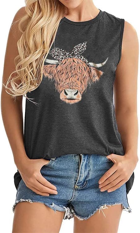 Лабава вклопена преголема блуза елек маичка за девојчиња 2023 памук леопард крава печатење симпатична камизолна резервоар за камиони
