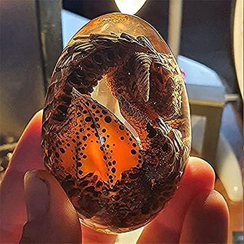 Јајце -лава змеј од лава со светла, со светлечки основни украси, кристално транспарентна смола змеј TG9852